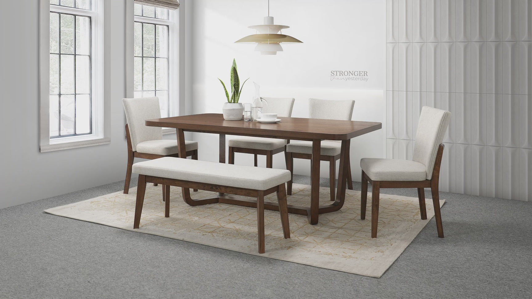 Salerno Walnut/Beige Dining Set