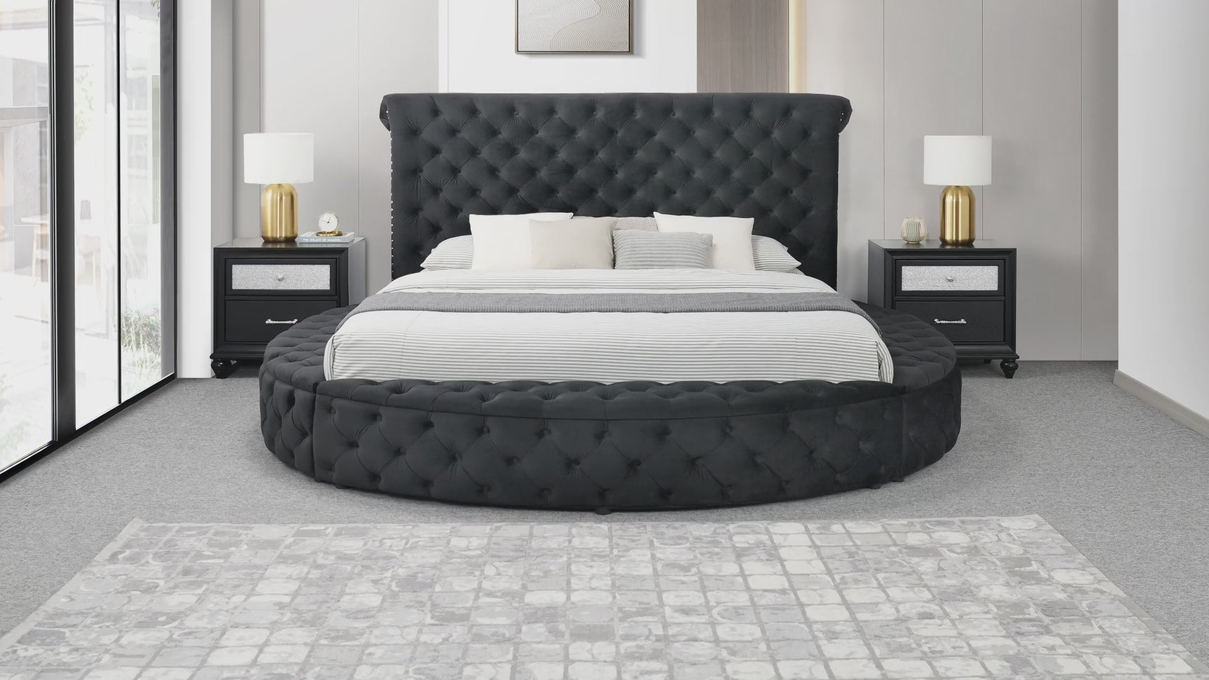 Brigitte Black Queen Upholstered Storage Bed
