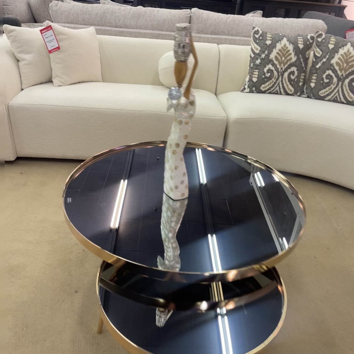 Kaelyn Mirror & Gold Nesting Coffee Table  / 2pc