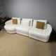 Anacapa 113" Ivory Teddy Sherpa Fabric Sofa, Mid Century Modern L-shape
