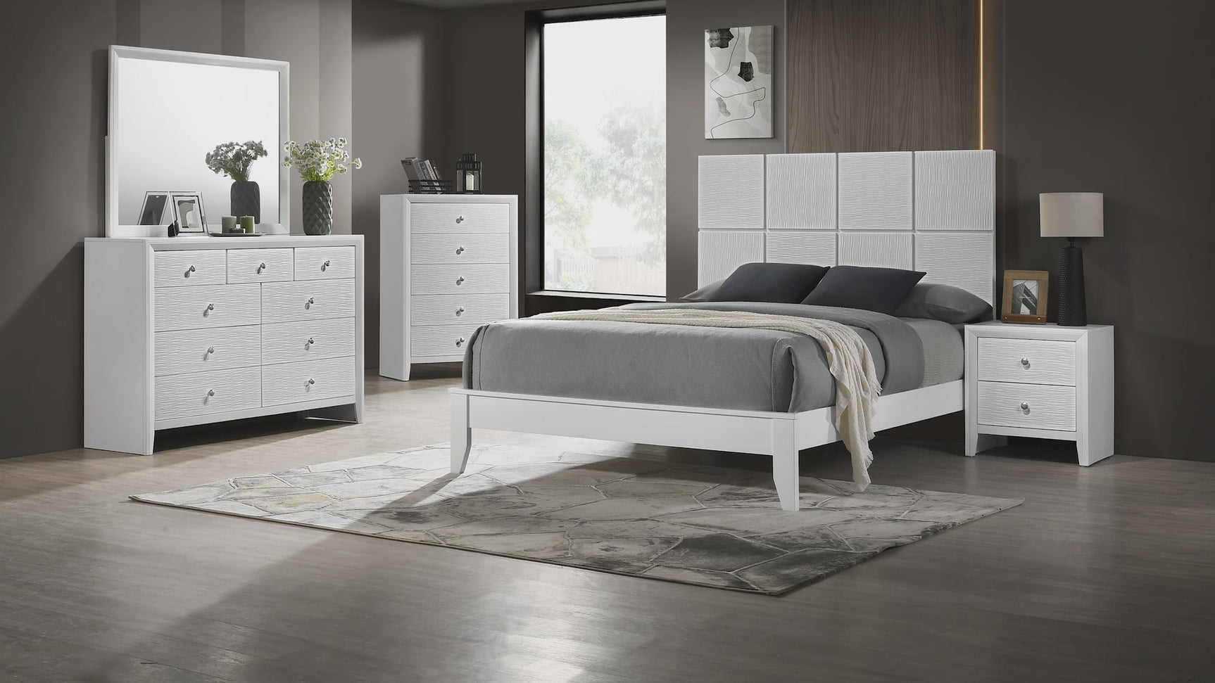 Denker White Full Panel Youth Bedroom Set