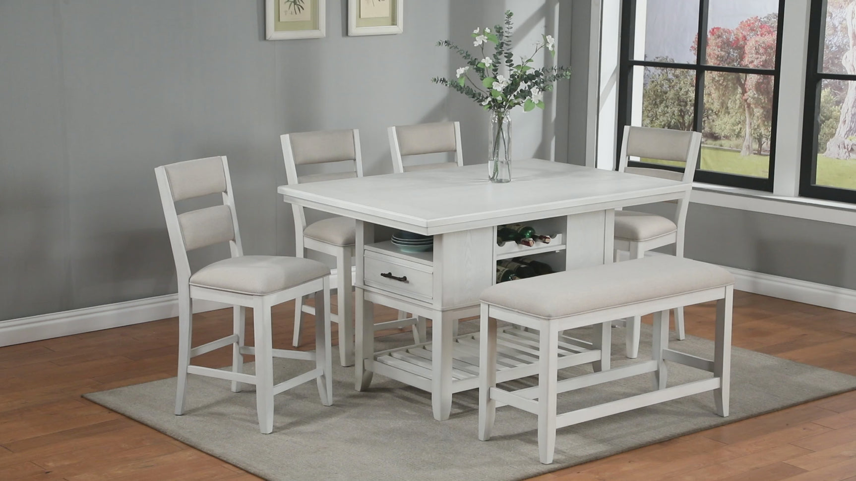 Wendy White Counter Height Dining Set