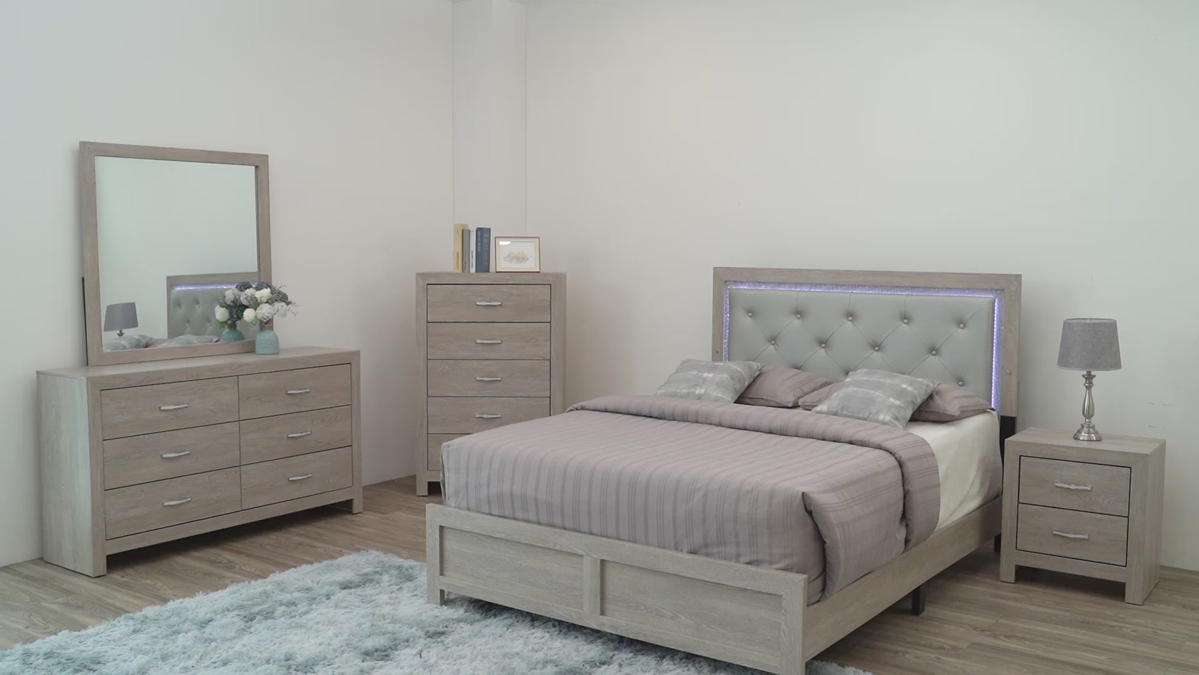 Jaylen Cream Upholstered Panel Bedroom Set