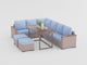 Marina Blue/Brown Outdoor Sectional Set