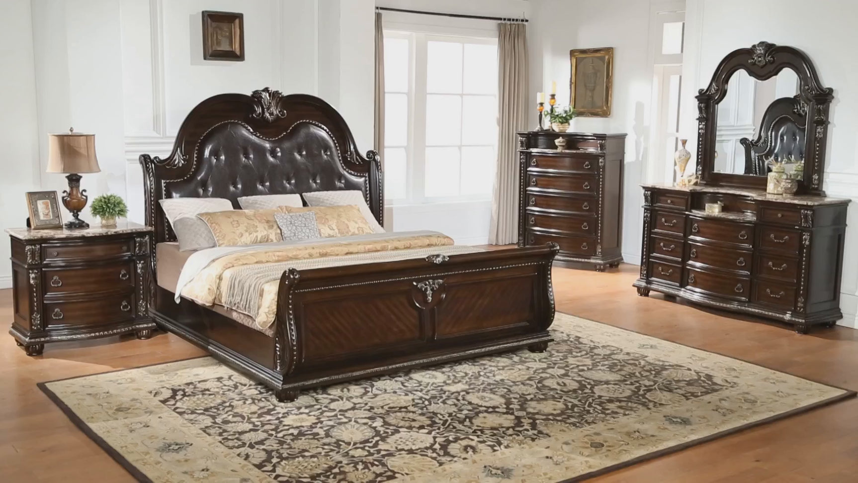 Stanley Cherry Brown Sleigh Bedroom Set