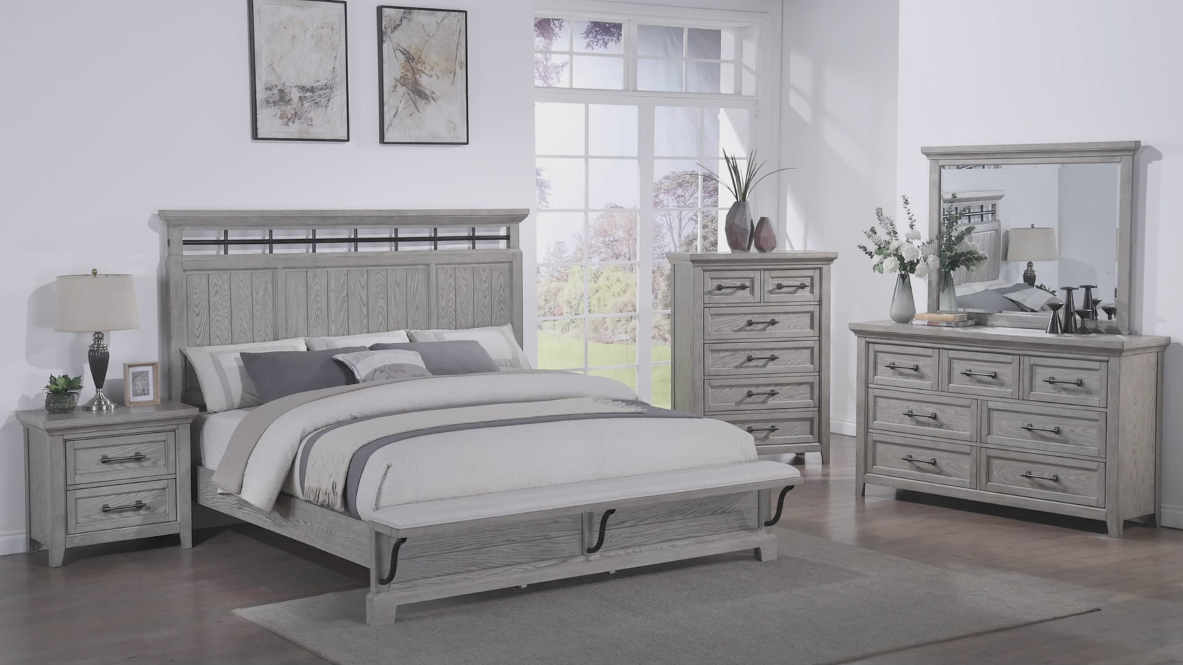 Beckett Rustic Gray Footboard Bench Panel Bedroom Set