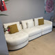 Anacapa 113" Ivory Teddy Sherpa Fabric Sofa, Mid Century Modern L-shape