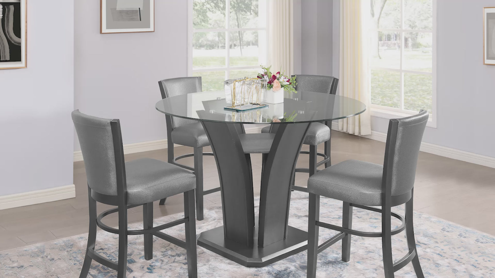 Camelia Dark Gray/Pewter Counter Height Dining Set / 5pc