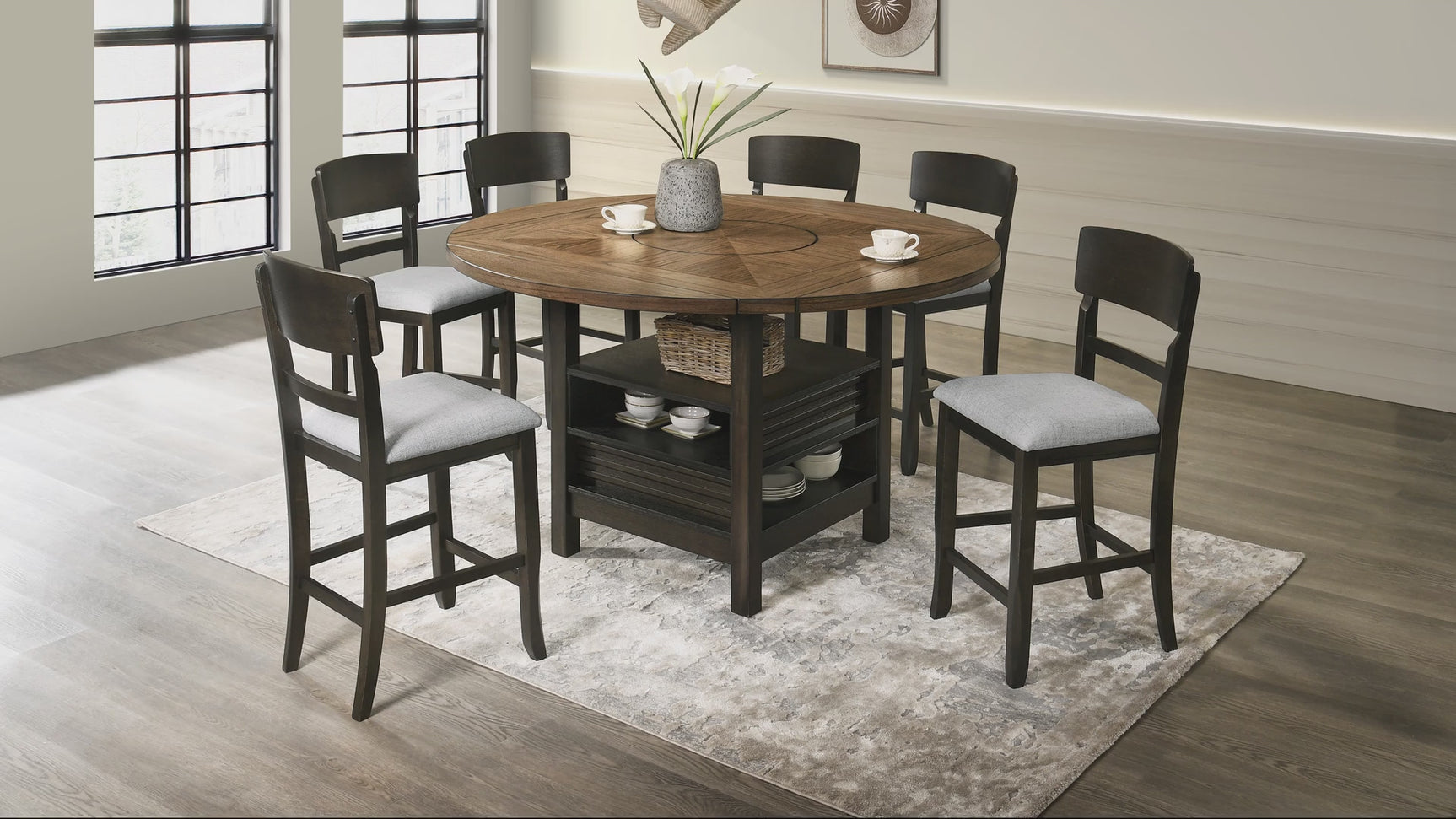 Oakly Brown Round/Square Counter Height Dining Table