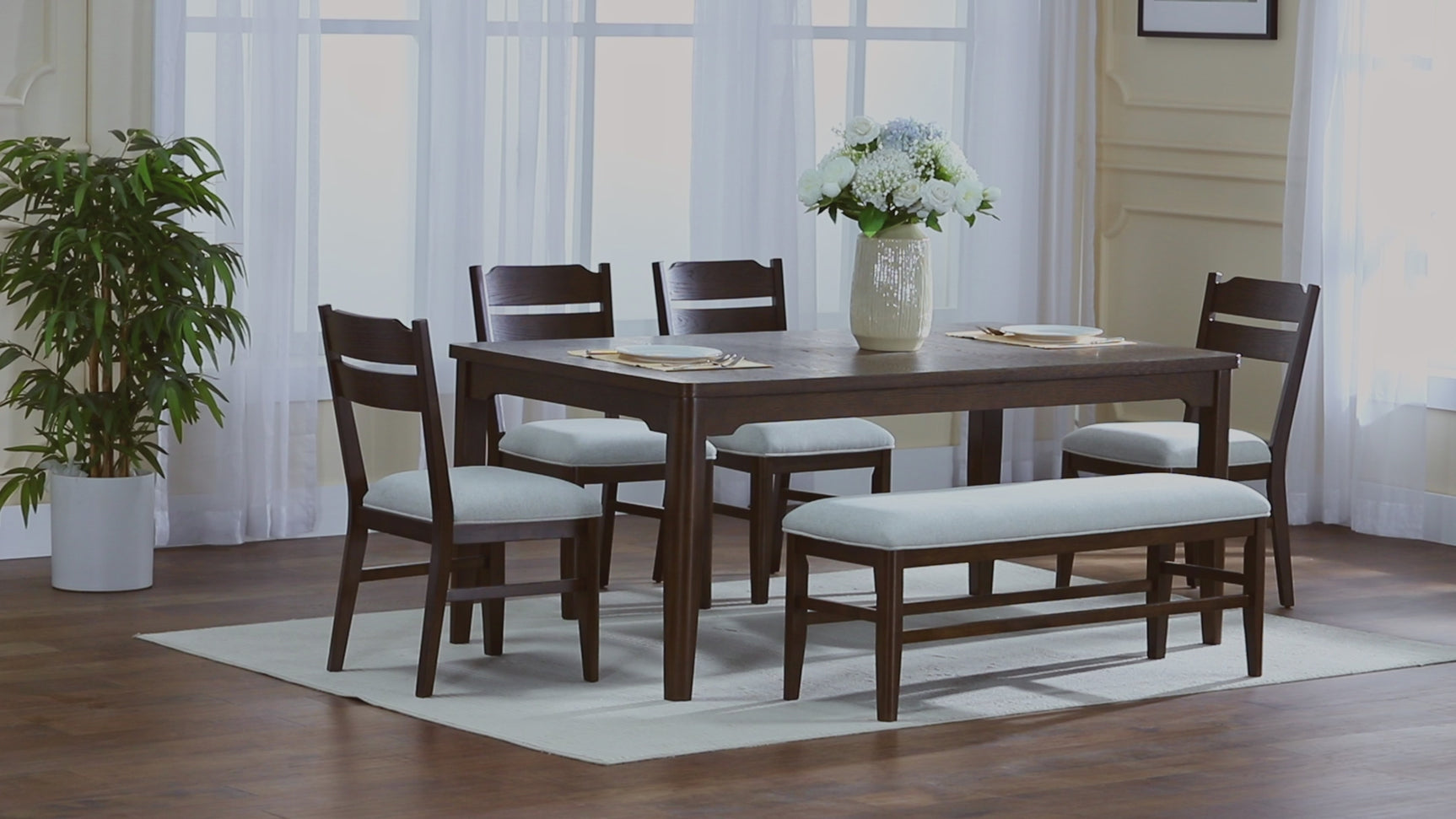 Higgins Dark Oak/Gray Dining Set