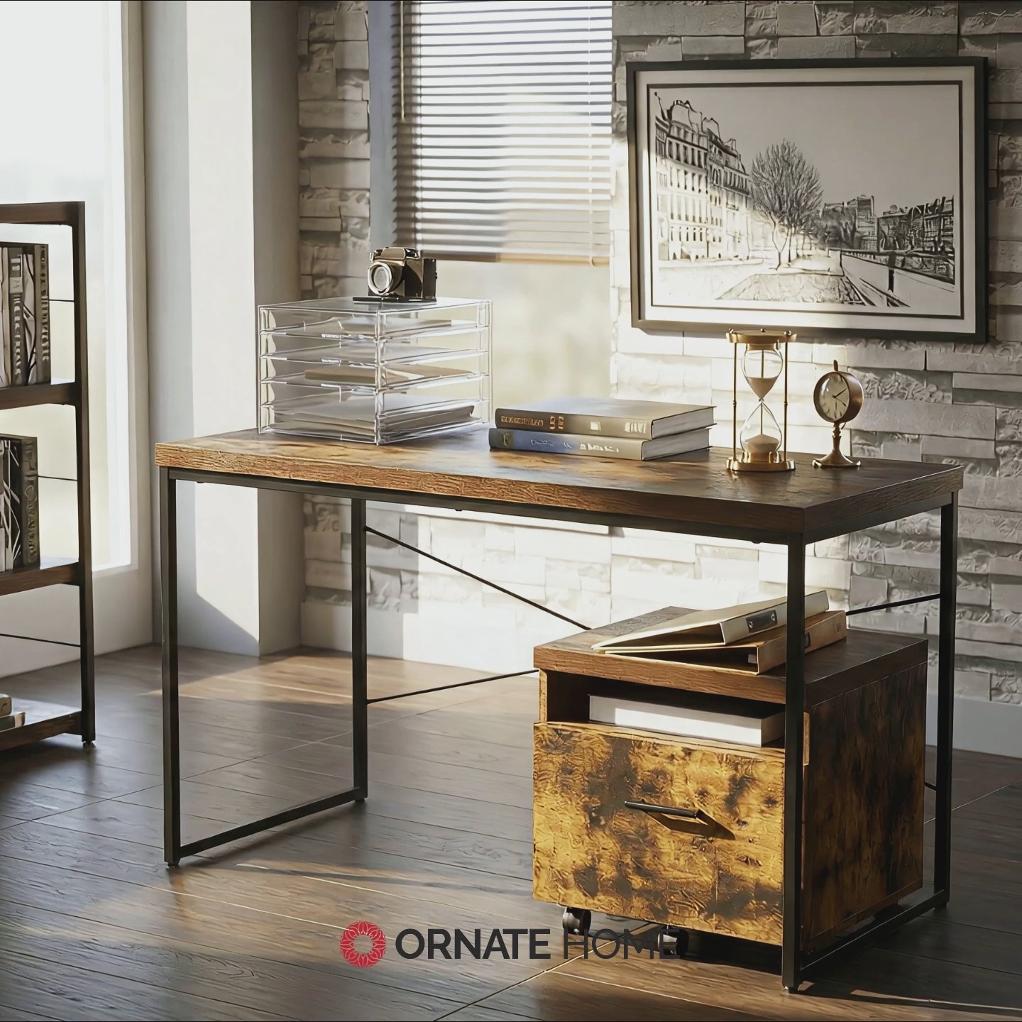 Bob Weathered Oak & Black Desk