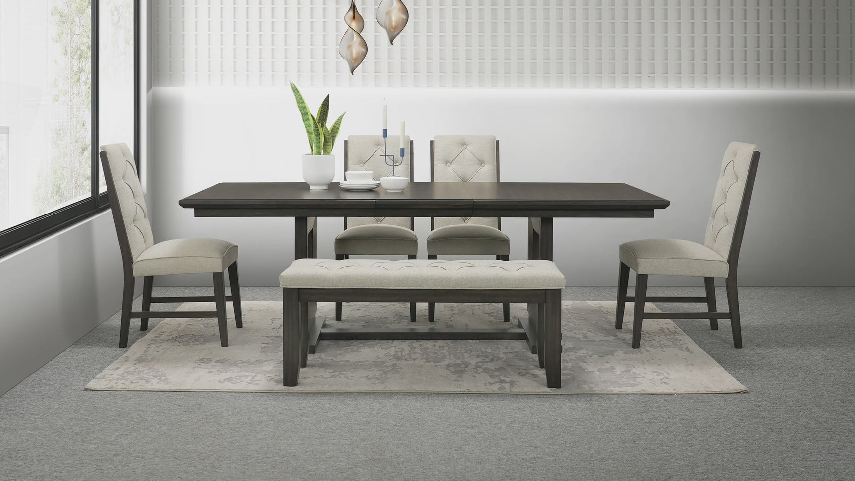 Herbert Espresso/Beige Dining Set