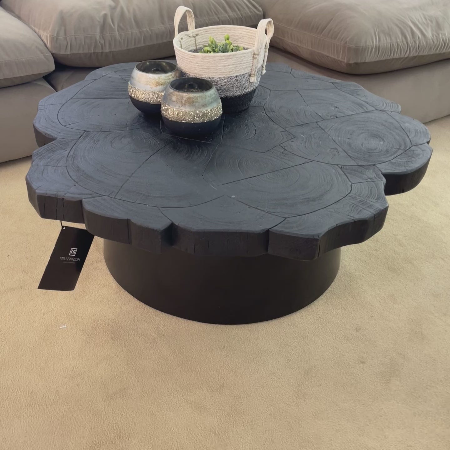 Wimbell Black Solid Wood Live Edge Coffee Table