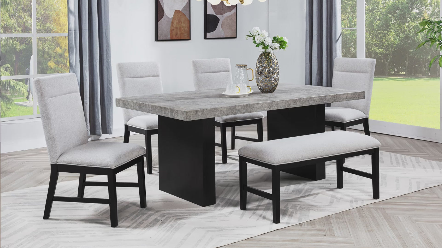 Sebastian Light Gray/Black Dining Set