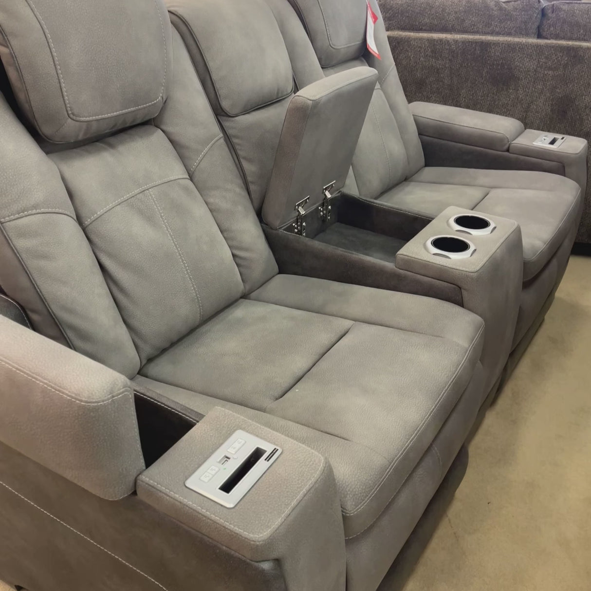 Next-Gen DuraPella Dual-Tone Slate Power Reclining Loveseat w/ Console