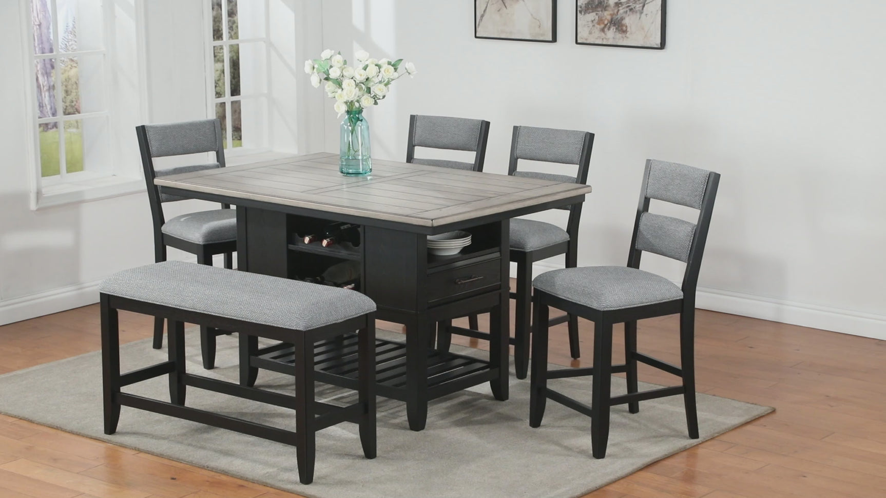 Frey Gray/Black Counter Height Dining Set
