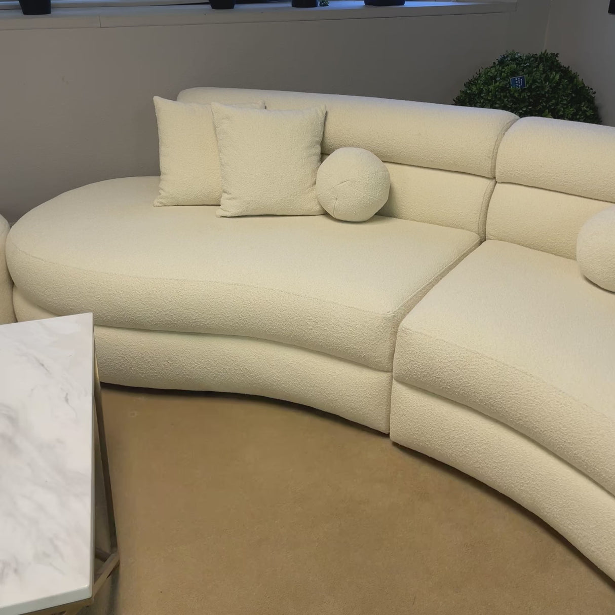 Larissa Bubble Ivory Boucle 2pc Curved Sectional Sofa