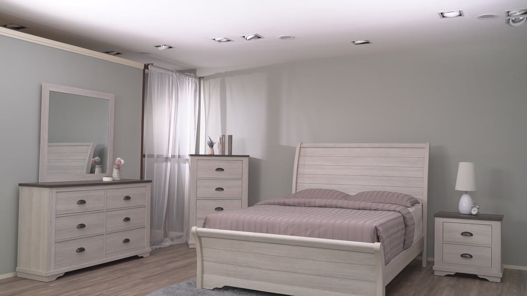 Coralee Chalk/Grey Sleigh Bedroom Set