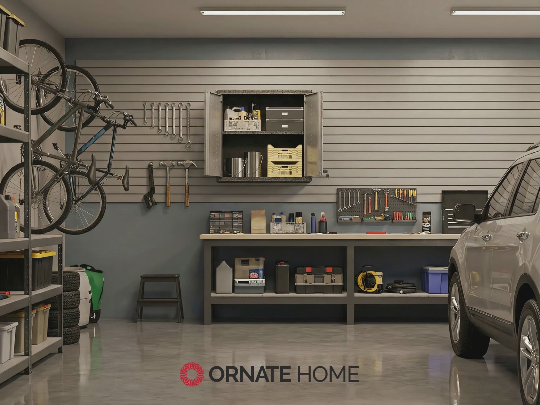 Fortress Floating Garage Cabinet in Grey