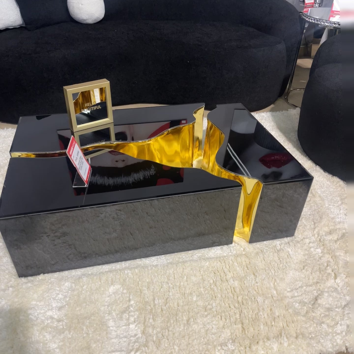 Dream Glass Black & Gold 3pc Coffee Table