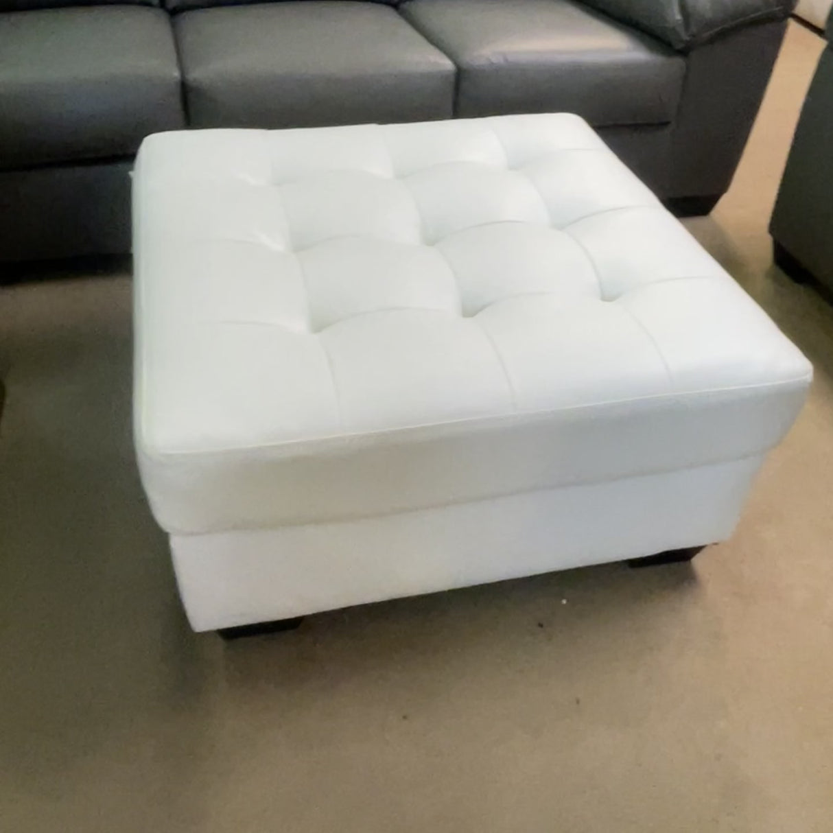 Donlen White Faux Leather Oversized Accent Ottoman