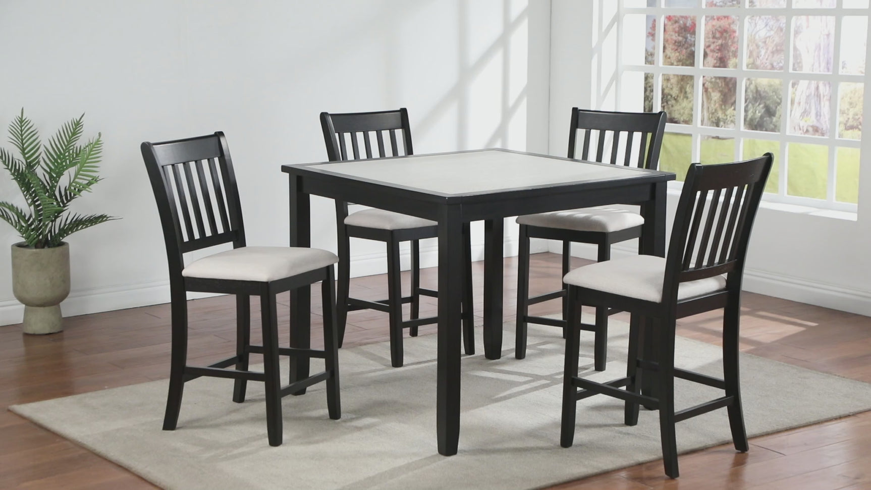 Salvador Black/White 5-Piece Counter Height Dining Set