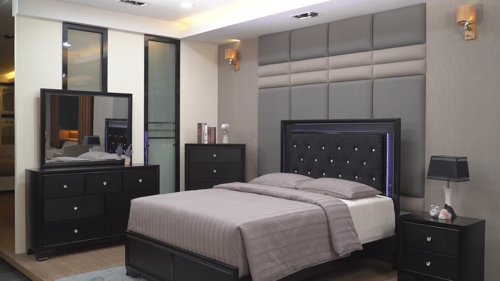 Micah Black LED Youth Panel Bedroom Set