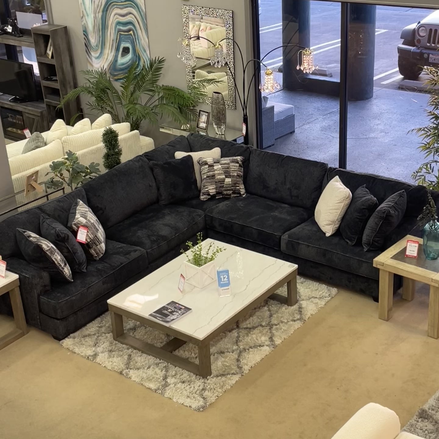 Lavernett Charcoal 3pc Symmetrical Sectional Sofa (Online Special Price)