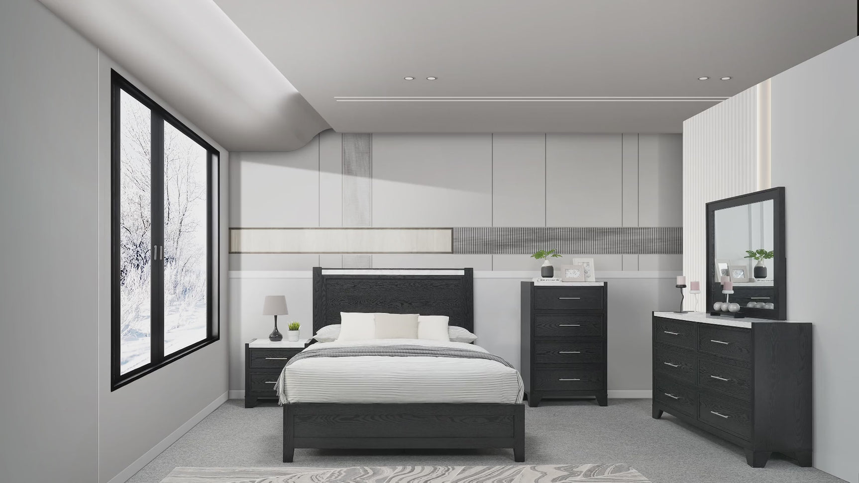 Lamar Black Panel Bedroom Set