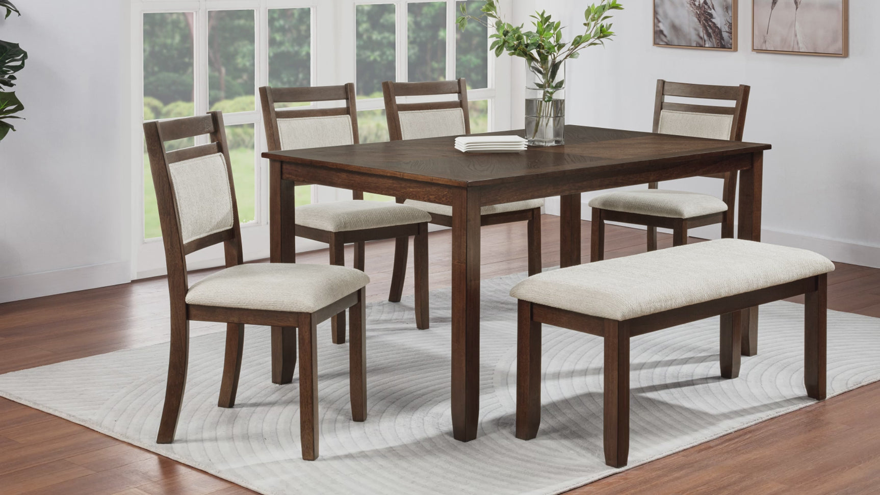 Avasa Cream/Brown 6-Piece Dining Set