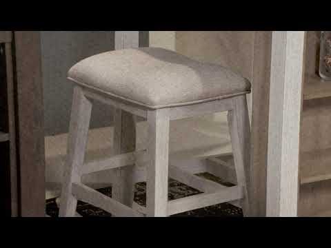 Skempton White/Light Brown Counter Height Bar Stool (Set of 2) (Online Special Price)