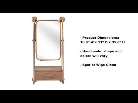 Peralta Brass & Brown Mirror Shelf