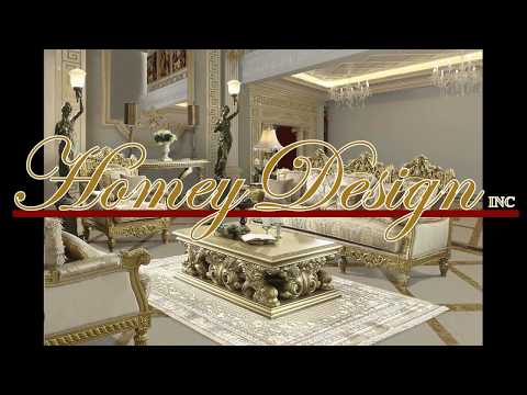 Stellar Metallic Gold 3pc Living Room Set  / HD-2659