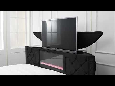 Voltare Black Queen Bed w/ Fireplace and TV Lift