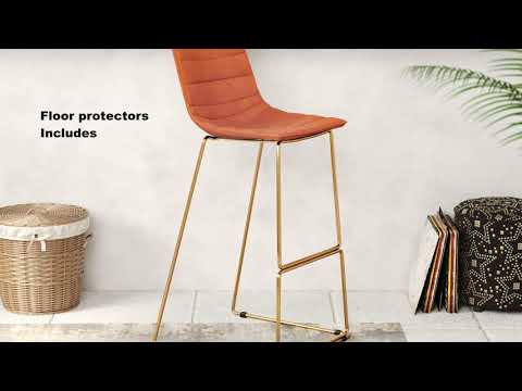 Adele Orange & Gold Barstool (Set of 2)