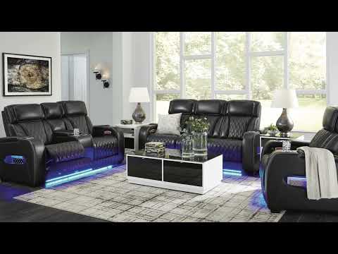 Boyington Black Power Reclining Sofa, Loveseat and Recliner