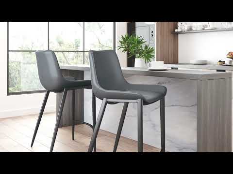 Magnus Dark Gray & Black Barstool (Set of 2)