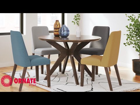 Lyncott Multi-Color & Brown Round Dining Room Set / 5pc