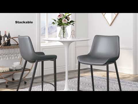 Magnus Dark Gray & Black Counter Stool (Set of 2)