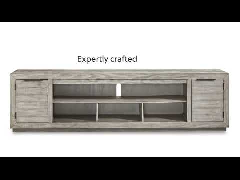 Naydell Gray 92" XL TV Stand w/ Fireplace Option