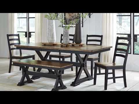 Wildenauer Brown/Black Dining Table w/4 Chairs & Bench