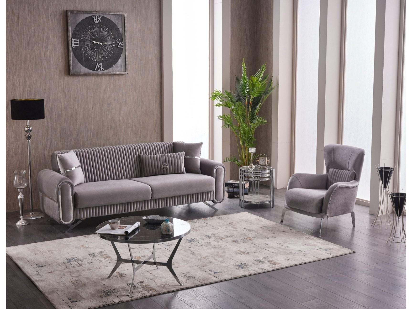 Royal Light Grey Convertible Sofa