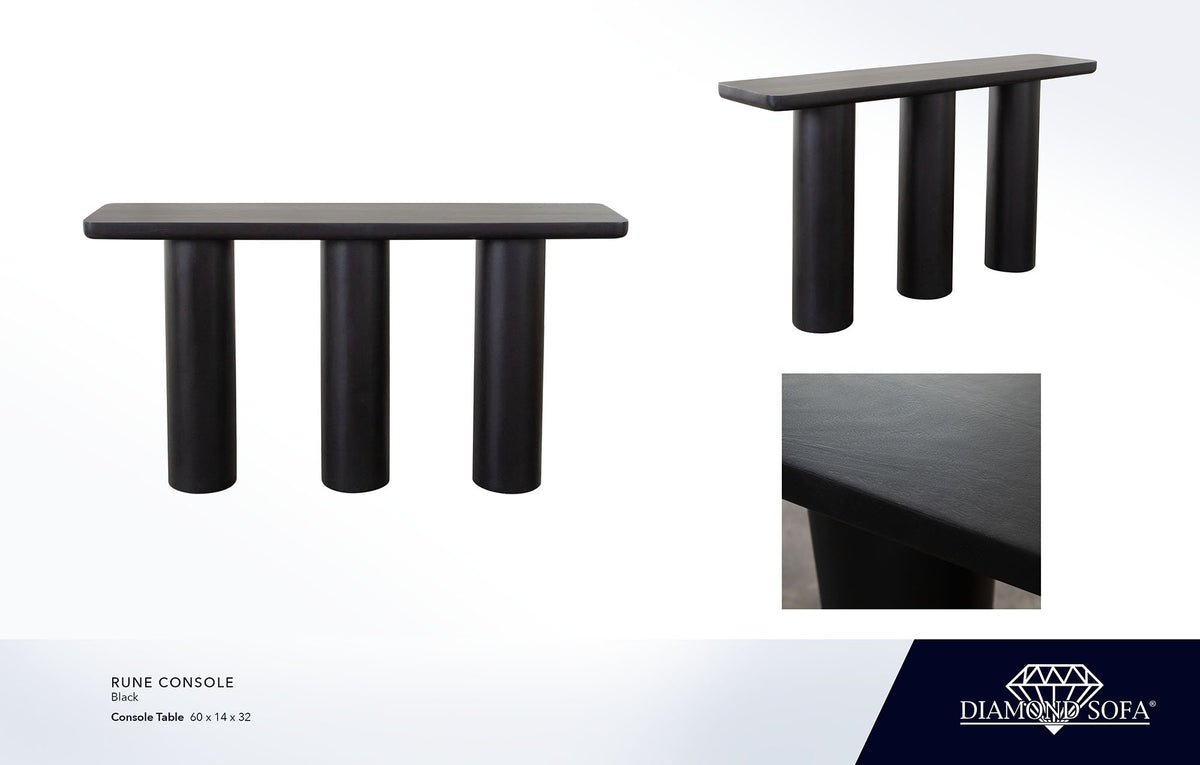 Rune Black Wood Console Table - Ornate Home