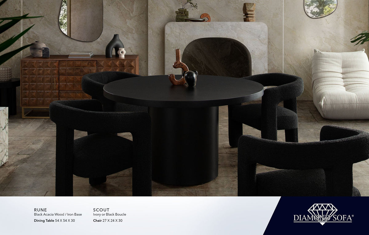Rune Black Wood Dining Table - Ornate Home