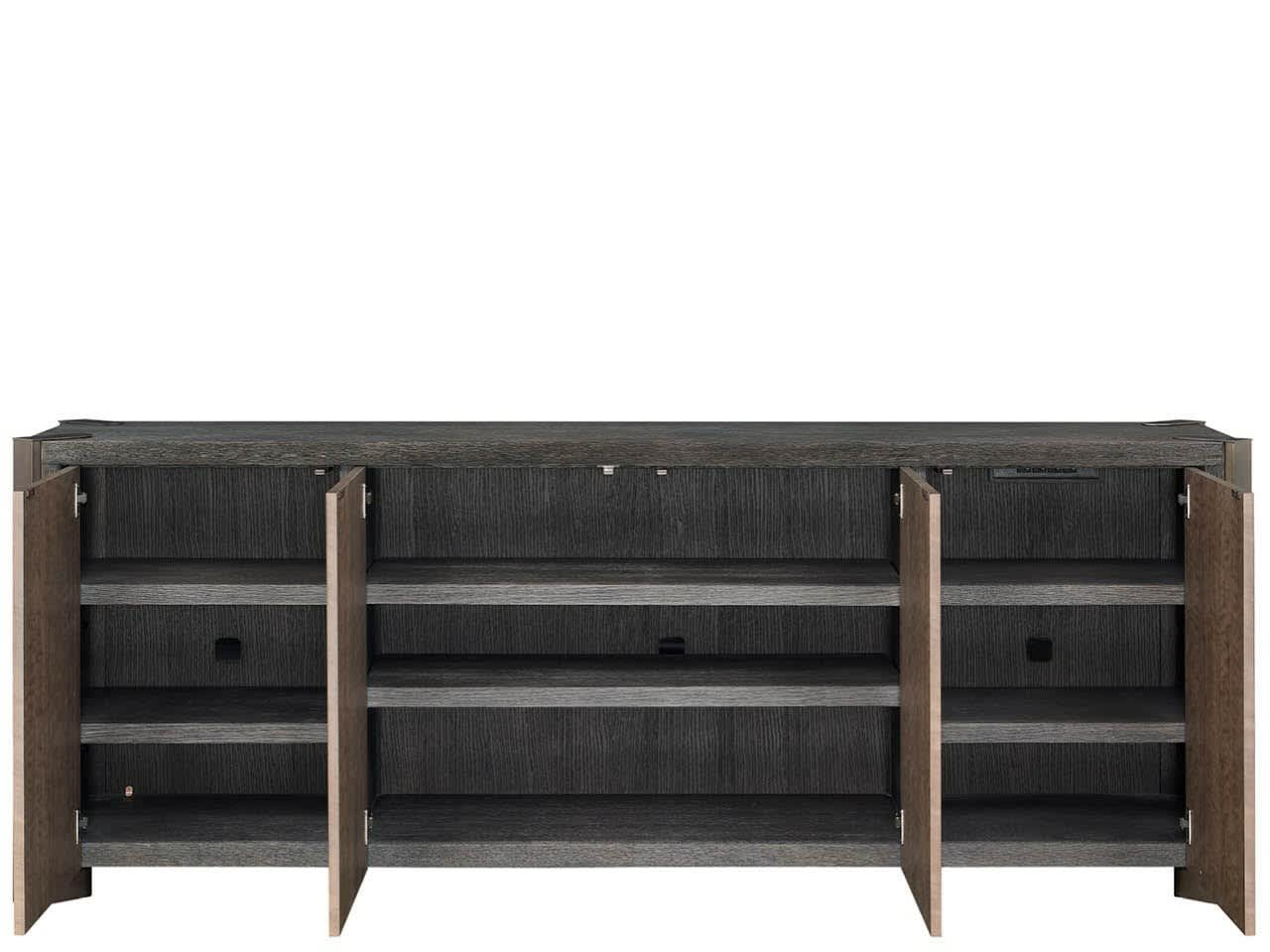 Modern Veil/Haze Four-Door Credenza With Power Bar And Wire Management