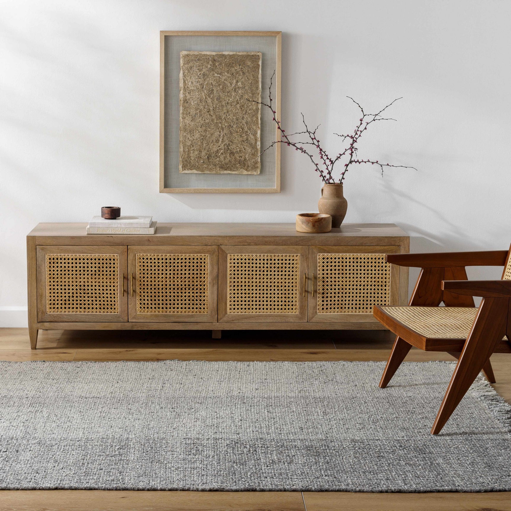 Penha Gray Monochrome Wool Area Rug - Clearance