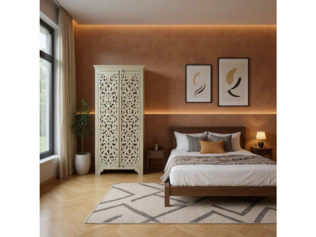 İshana Cream/Brown Tall Cabinet - Ornate Home