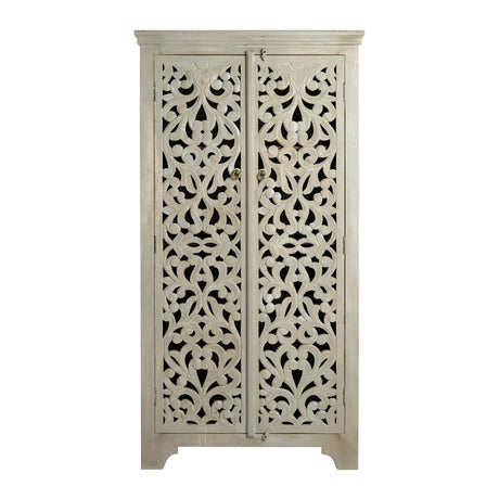 İshana Cream/Brown Tall Cabinet - Ornate Home