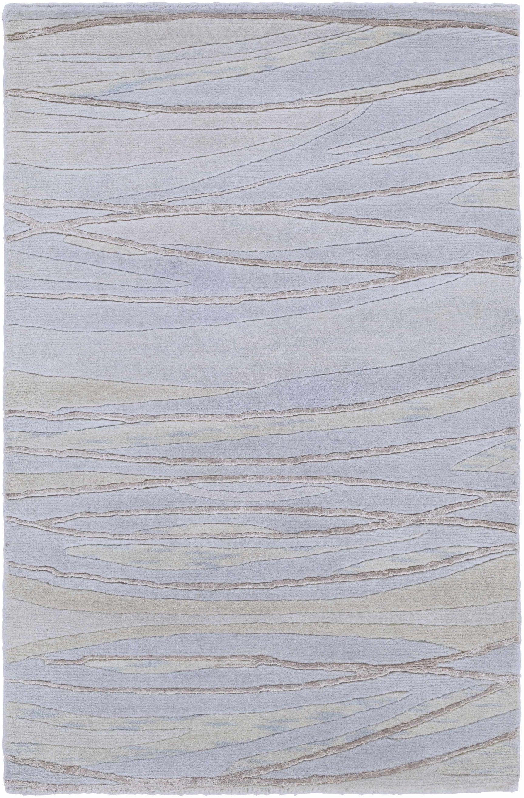 Sinai Light Blue Lined Wool/Viscose Rug - Clearance