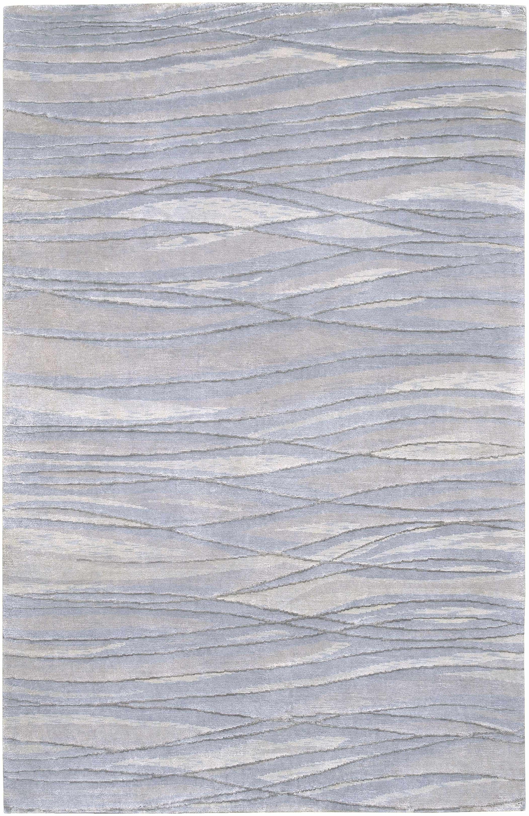 Sinai Light Blue Lined Wool/Viscose Rug - Clearance